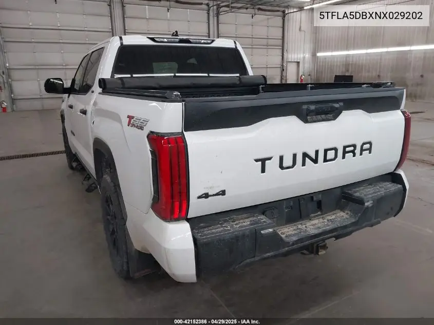 2022 Toyota Tundra Sr5 VIN: 5TFLA5DBXNX029202 Lot: 42152386