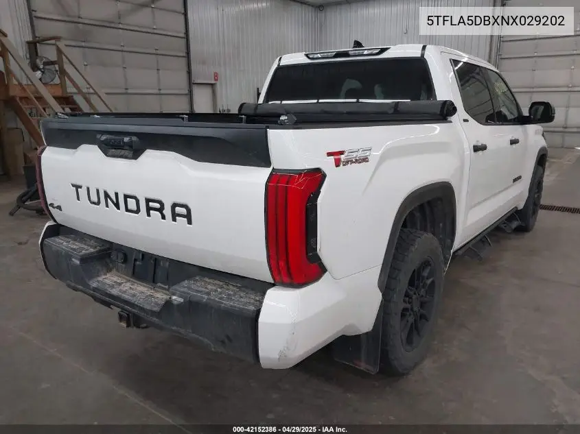 2022 Toyota Tundra Sr5 VIN: 5TFLA5DBXNX029202 Lot: 42152386