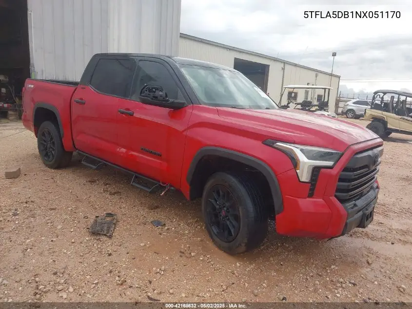 2022 Toyota Tundra Sr5 VIN: 5TFLA5DB1NX051170 Lot: 42168632