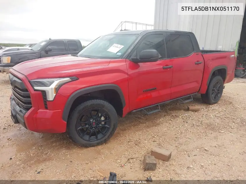 2022 Toyota Tundra Sr5 VIN: 5TFLA5DB1NX051170 Lot: 42168632