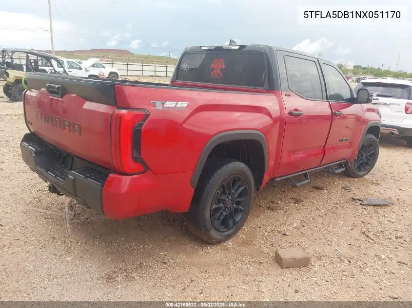 2022 Toyota Tundra Sr5 VIN: 5TFLA5DB1NX051170 Lot: 42168632