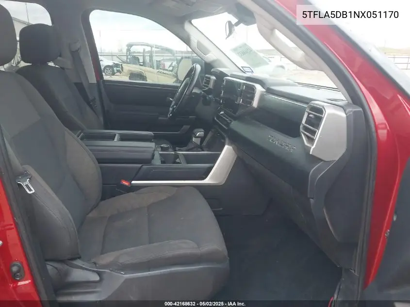 2022 Toyota Tundra Sr5 VIN: 5TFLA5DB1NX051170 Lot: 42168632