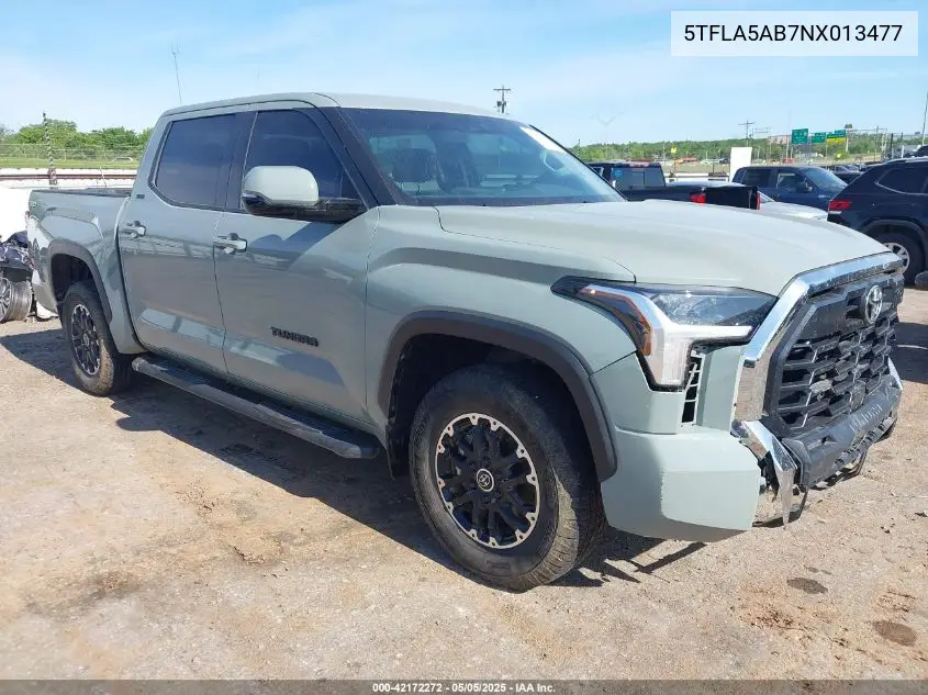 2022 Toyota Tundra Sr5 VIN: 5TFLA5AB7NX013477 Lot: 42172272