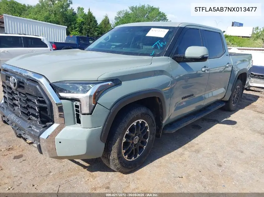 2022 Toyota Tundra Sr5 VIN: 5TFLA5AB7NX013477 Lot: 42172272