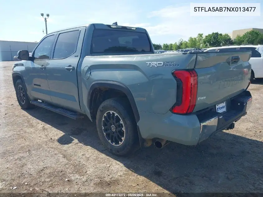 2022 Toyota Tundra Sr5 VIN: 5TFLA5AB7NX013477 Lot: 42172272