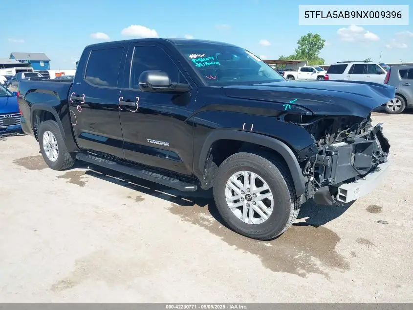 2022 Toyota Tundra Sr5 VIN: 5TFLA5AB9NX009396 Lot: 42230771