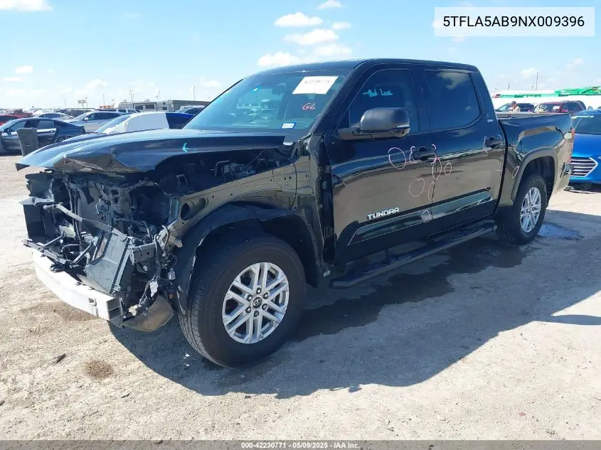 2022 Toyota Tundra Sr5 VIN: 5TFLA5AB9NX009396 Lot: 42230771