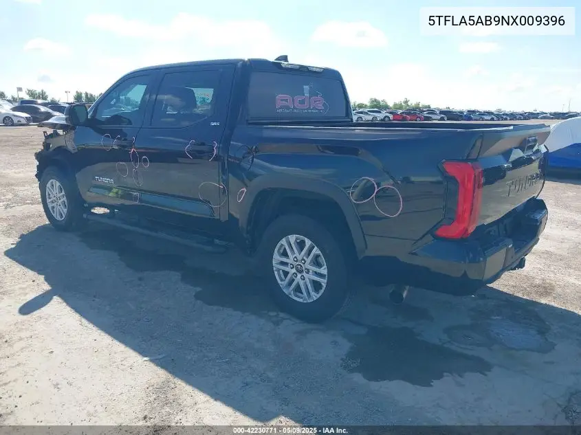 2022 Toyota Tundra Sr5 VIN: 5TFLA5AB9NX009396 Lot: 42230771