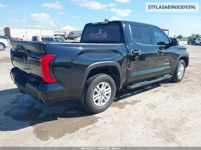 2022 Toyota Tundra Sr5 VIN: 5TFLA5AB9NX009396 Lot: 42230771