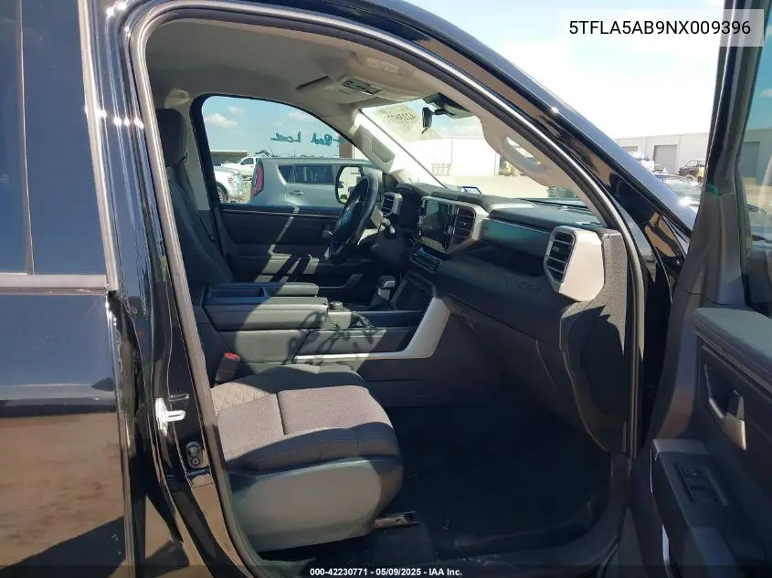 2022 Toyota Tundra Sr5 VIN: 5TFLA5AB9NX009396 Lot: 42230771