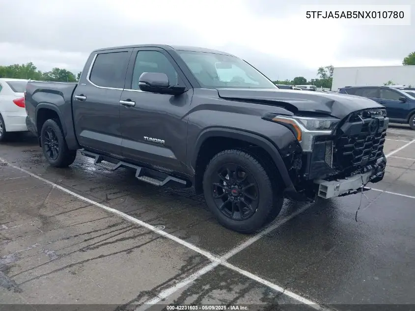 2022 Toyota Tundra Limited VIN: 5TFJA5AB5NX010780 Lot: 42231603
