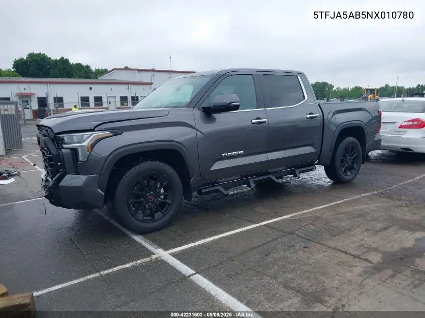 2022 Toyota Tundra Limited VIN: 5TFJA5AB5NX010780 Lot: 42231603