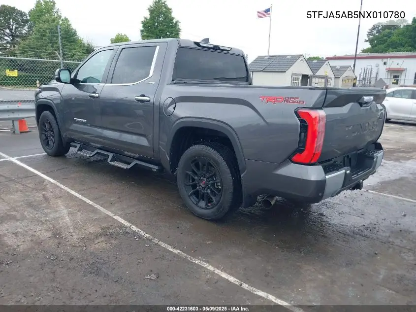 2022 Toyota Tundra Limited VIN: 5TFJA5AB5NX010780 Lot: 42231603