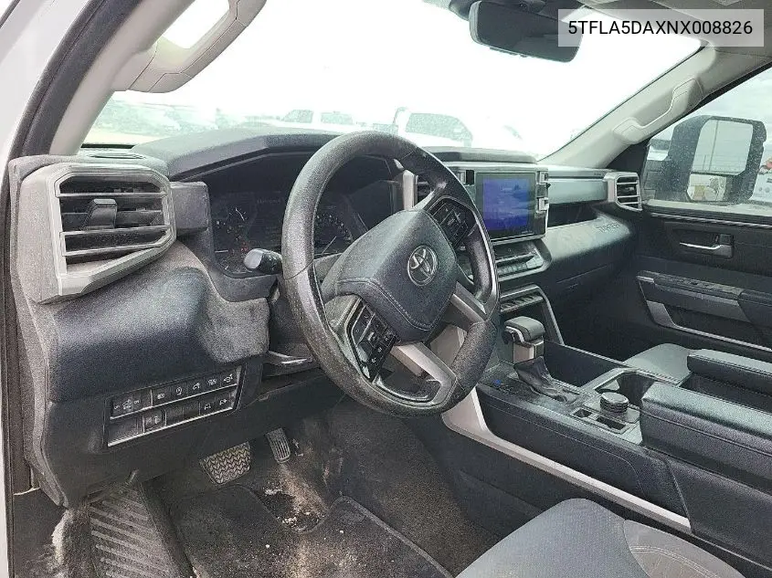 2022 Toyota Tundra Sr5 VIN: 5TFLA5DAXNX008826 Lot: 42233462