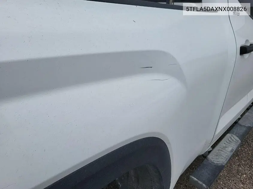 2022 Toyota Tundra Sr5 VIN: 5TFLA5DAXNX008826 Lot: 42233462