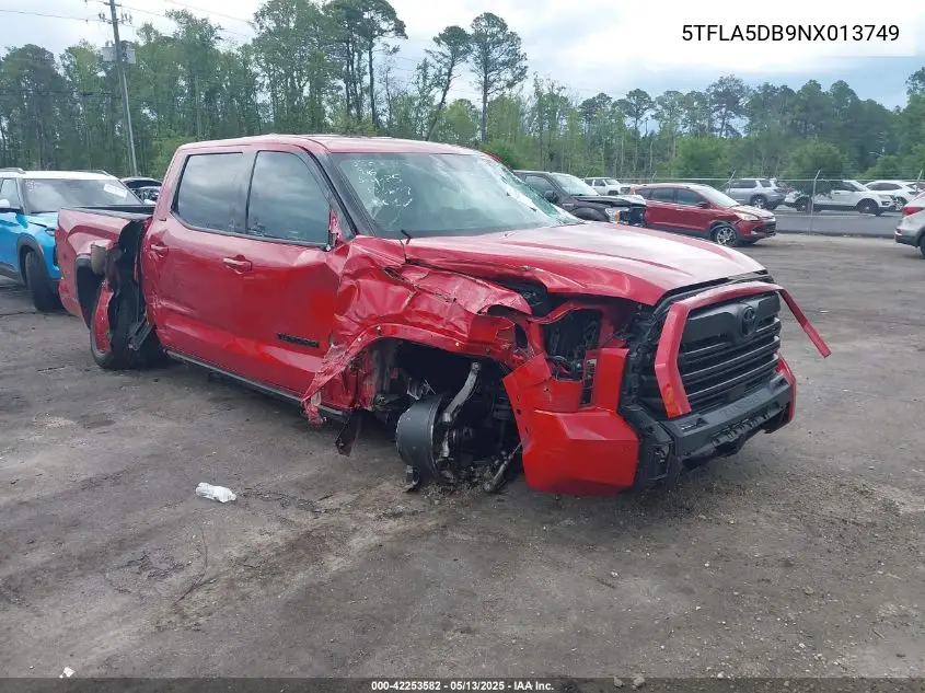 2022 Toyota Tundra Sr5 VIN: 5TFLA5DB9NX013749 Lot: 42253582