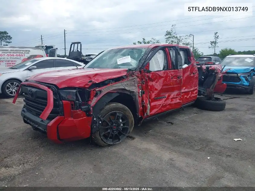 2022 Toyota Tundra Sr5 VIN: 5TFLA5DB9NX013749 Lot: 42253582