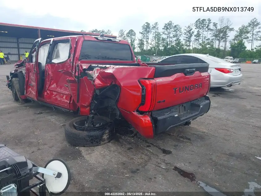 2022 Toyota Tundra Sr5 VIN: 5TFLA5DB9NX013749 Lot: 42253582