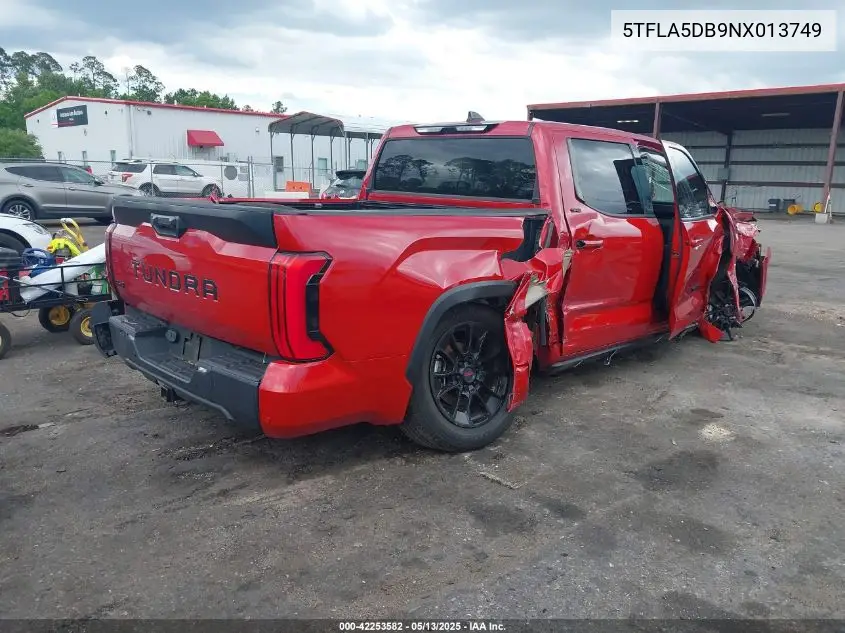 2022 Toyota Tundra Sr5 VIN: 5TFLA5DB9NX013749 Lot: 42253582