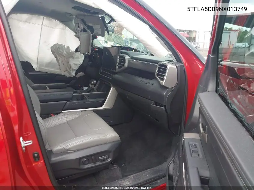 2022 Toyota Tundra Sr5 VIN: 5TFLA5DB9NX013749 Lot: 42253582