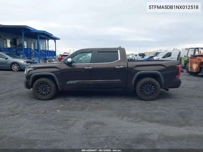 2022 Toyota Tundra 1794 Edition VIN: 5TFMA5DB1NX012518 Lot: 42259407
