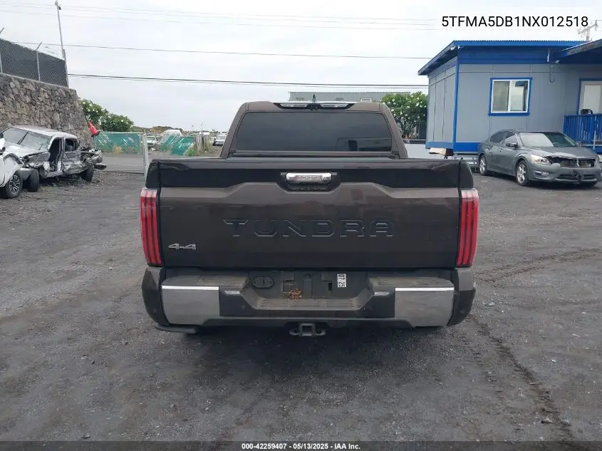 2022 Toyota Tundra 1794 Edition VIN: 5TFMA5DB1NX012518 Lot: 42259407