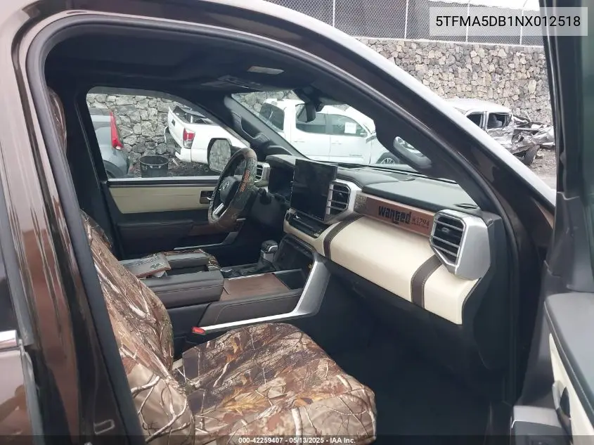 2022 Toyota Tundra 1794 Edition VIN: 5TFMA5DB1NX012518 Lot: 42259407