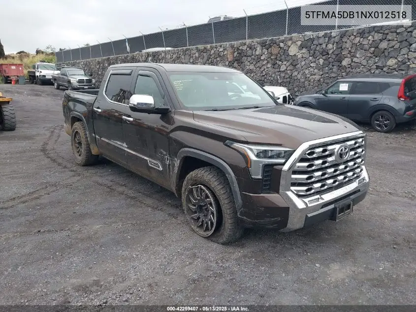 2022 Toyota Tundra 1794 Edition VIN: 5TFMA5DB1NX012518 Lot: 42259407