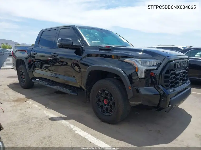 2022 Toyota Tundra Hybrid Trd Pro VIN: 5TFPC5DB6NX004065 Lot: 42357842