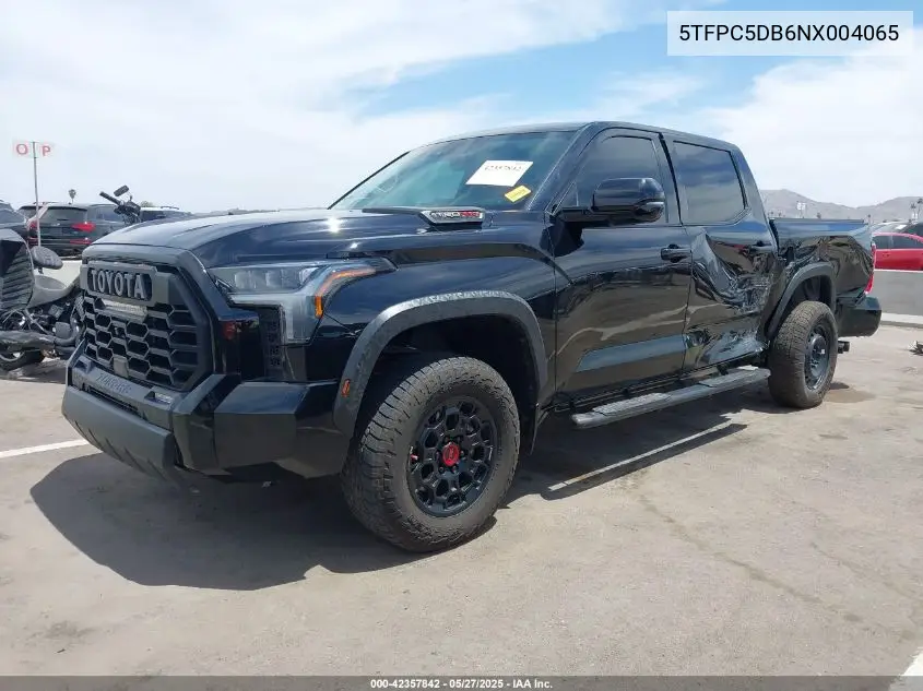 2022 Toyota Tundra Hybrid Trd Pro VIN: 5TFPC5DB6NX004065 Lot: 42357842