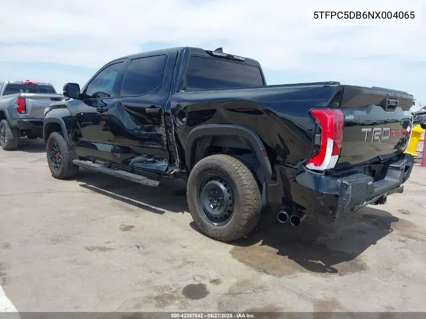 2022 Toyota Tundra Hybrid Trd Pro VIN: 5TFPC5DB6NX004065 Lot: 42357842