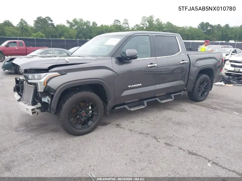 5tfja5ab5nx010780 5TFJA5AB5NX010780 2022 Toyota Tundra Limited
