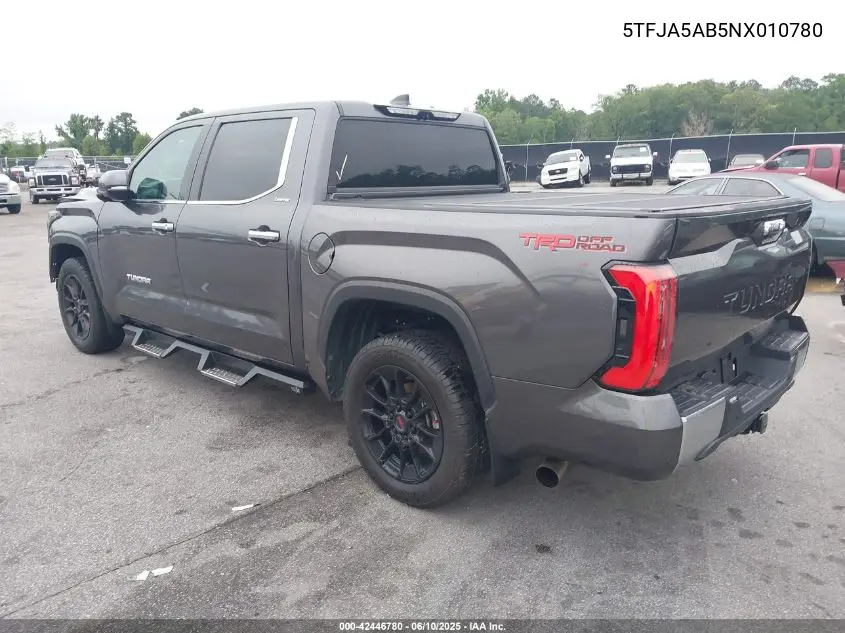 5tfja5ab5nx010780 5TFJA5AB5NX010780 2022 Toyota Tundra Limited