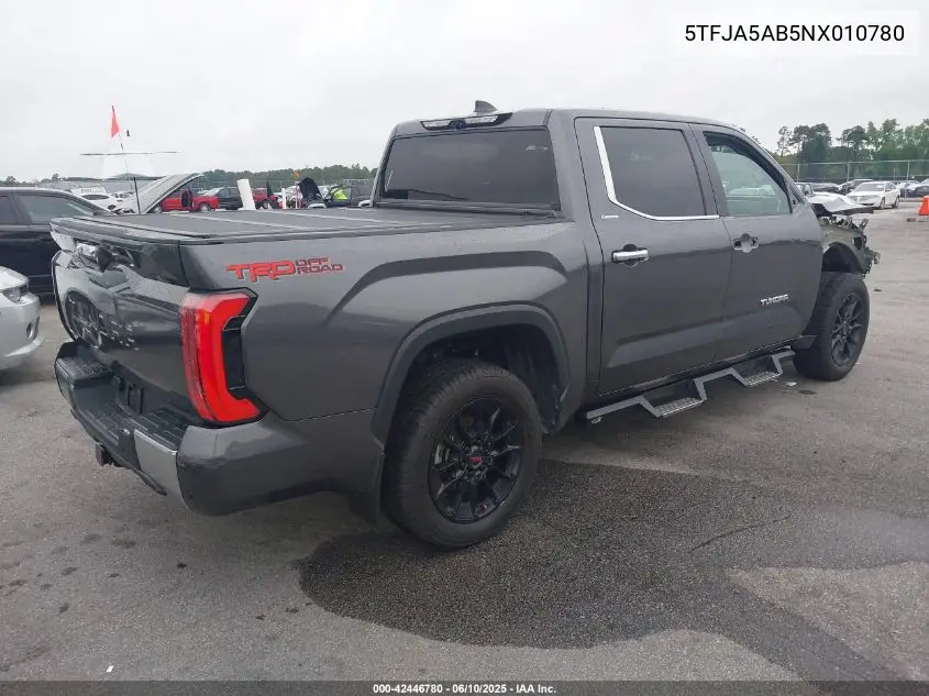 5tfja5ab5nx010780 5TFJA5AB5NX010780 2022 Toyota Tundra Limited
