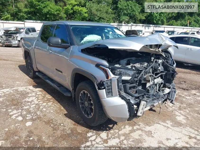 2022 Toyota Tundra Crewmax Sr/Crewmax Sr5 VIN: 5TFLA5AB0NX007097 Lot: 42447781