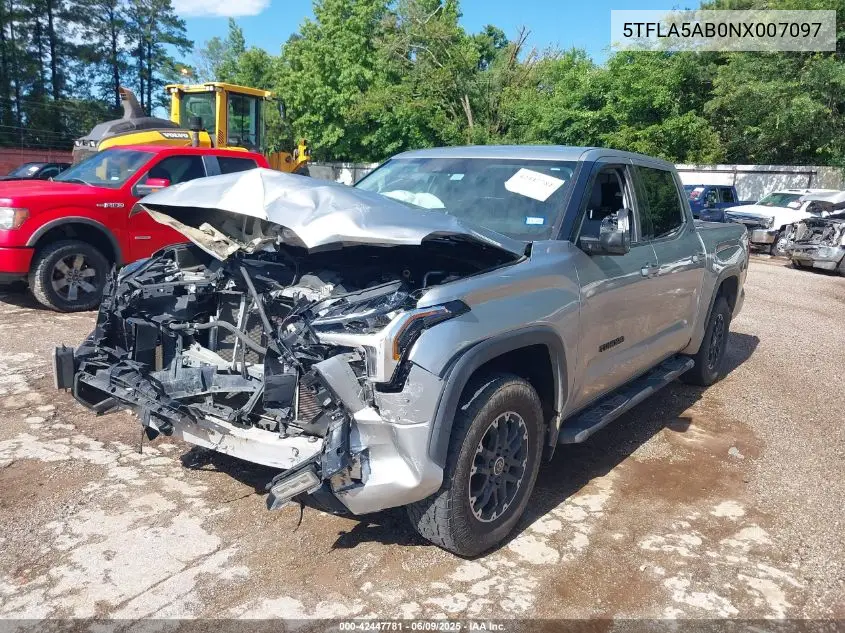 2022 Toyota Tundra Crewmax Sr/Crewmax Sr5 VIN: 5TFLA5AB0NX007097 Lot: 42447781
