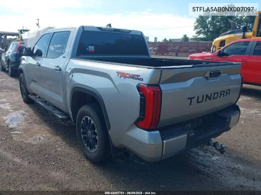 2022 Toyota Tundra Crewmax Sr/Crewmax Sr5 VIN: 5TFLA5AB0NX007097 Lot: 42447781