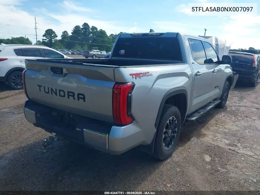 2022 Toyota Tundra Crewmax Sr/Crewmax Sr5 VIN: 5TFLA5AB0NX007097 Lot: 42447781