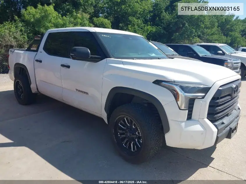 2022 Toyota Tundra Sr5 VIN: 5TFLA5DBXNX003165 Lot: 42504418