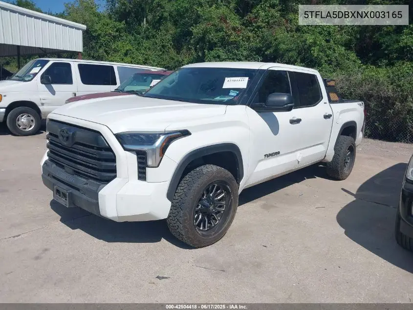 2022 Toyota Tundra Sr5 VIN: 5TFLA5DBXNX003165 Lot: 42504418