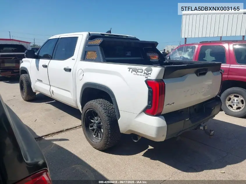 2022 Toyota Tundra Sr5 VIN: 5TFLA5DBXNX003165 Lot: 42504418