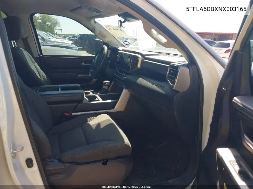 2022 Toyota Tundra Sr5 VIN: 5TFLA5DBXNX003165 Lot: 42504418