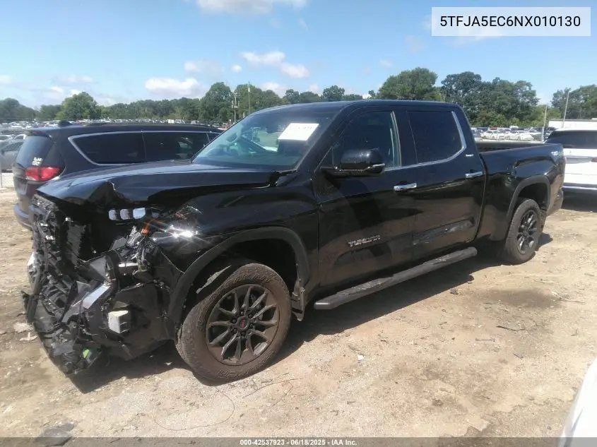 2022 Toyota Tundra Limited VIN: 5TFJA5EC6NX010130 Lot: 42537923