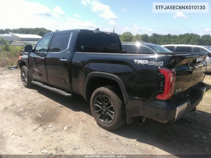 2022 Toyota Tundra Limited VIN: 5TFJA5EC6NX010130 Lot: 42537923