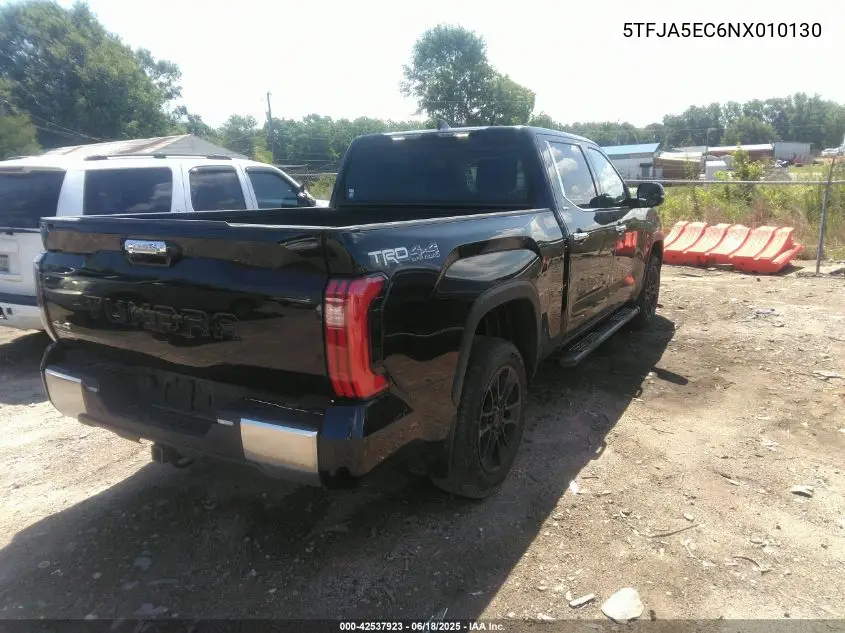2022 Toyota Tundra Limited VIN: 5TFJA5EC6NX010130 Lot: 42537923