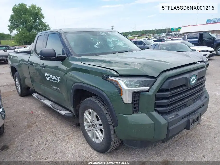 2022 Toyota Tundra Sr5 VIN: 5TFLA5GD6NX001216 Lot: 42600619