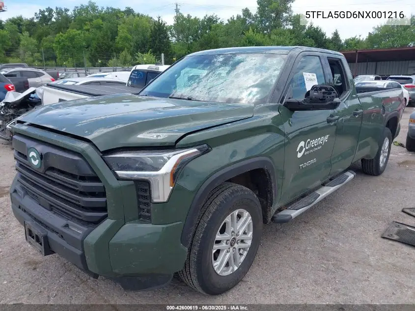 2022 Toyota Tundra Sr5 VIN: 5TFLA5GD6NX001216 Lot: 42600619