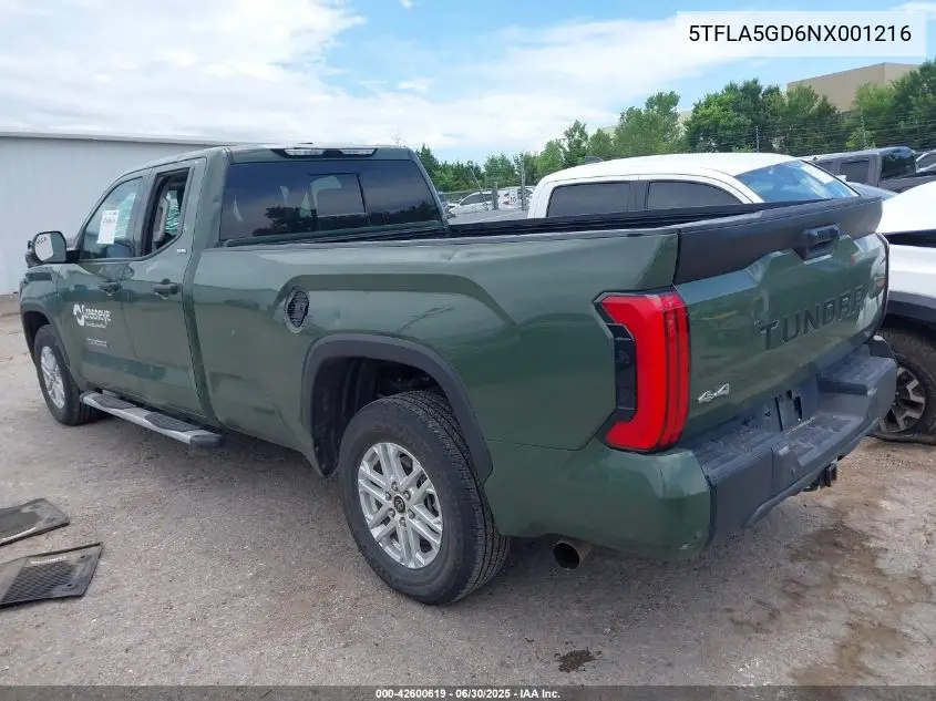 2022 Toyota Tundra Sr5 VIN: 5TFLA5GD6NX001216 Lot: 42600619