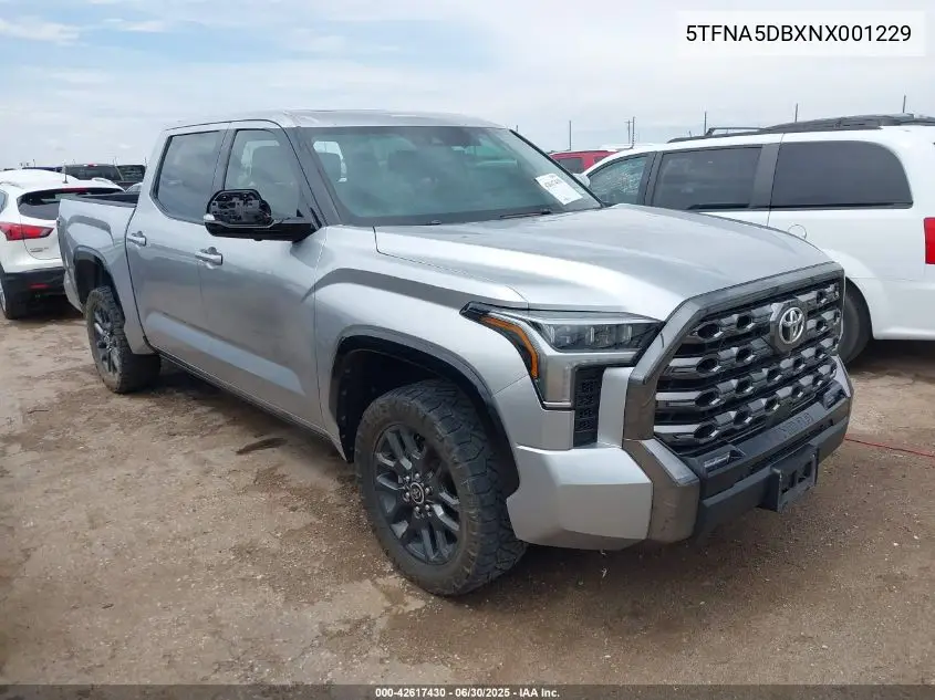 2022 Toyota Tundra Crewmax Platinum/Crewmax 1794 VIN: 5TFNA5DBXNX001229 Lot: 42617430