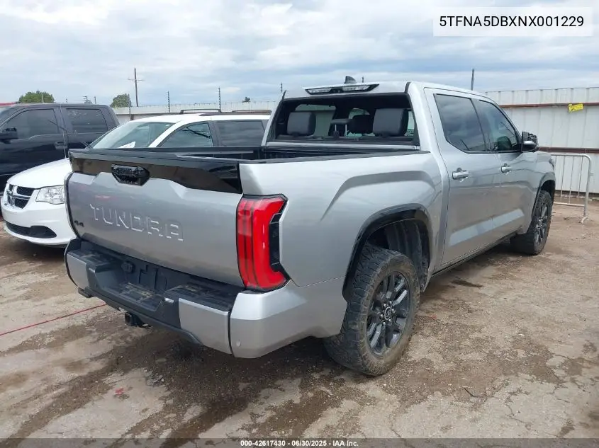 2022 Toyota Tundra Crewmax Platinum/Crewmax 1794 VIN: 5TFNA5DBXNX001229 Lot: 42617430